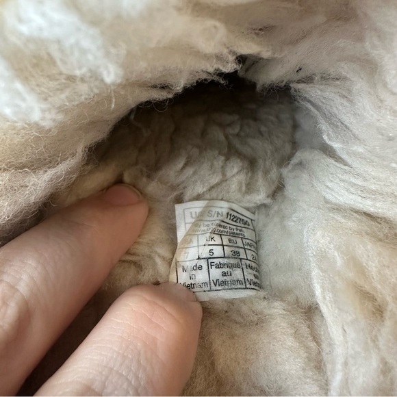 Ugg Tan Off White Scuff Sis Suede Esperanza Sheepskin Lounge Slippers Size 7 - Picture 7 of 8